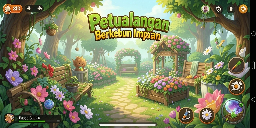 Tangkapan layar menunjukkan pemain sedang merawat kebun di 8ID.