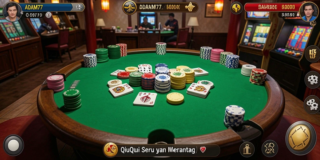 Screenshot gameplay ADAM77 menampilkan keseruan bermain QiuQiu.