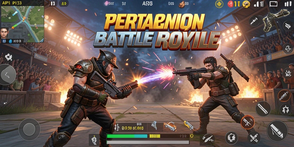 Tampilan gameplay menegangkan di arena Battle Royale API33.