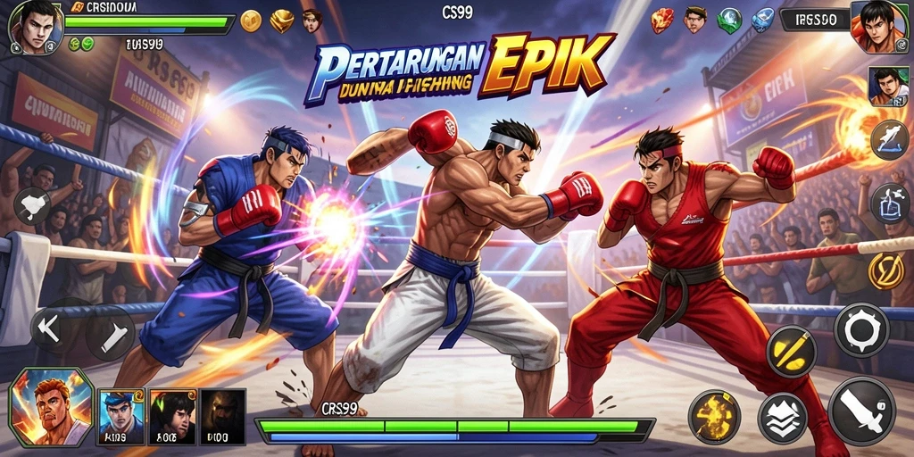 Tampilan aksi seru dalam permainan Fighting CRS99.