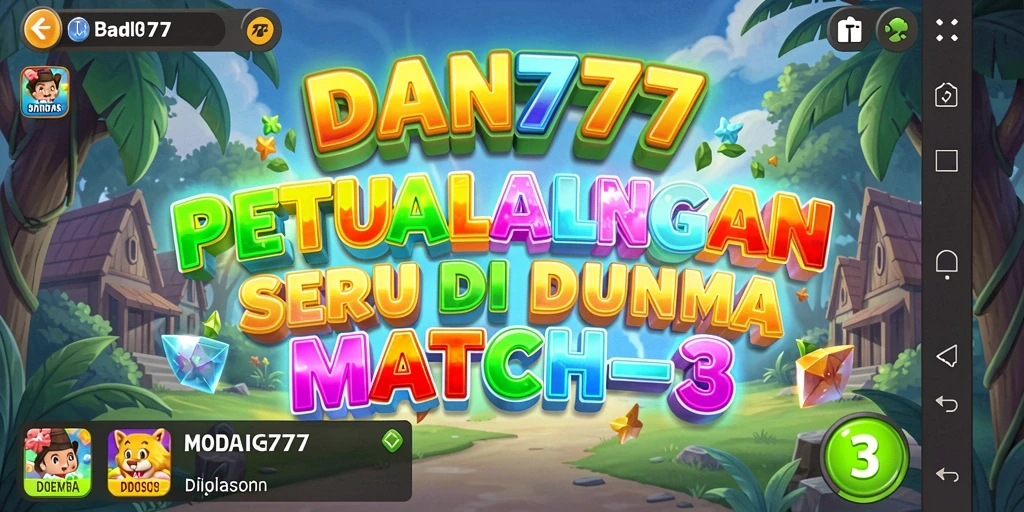 Tangkapan layar menunjukkan gameplay seru DAN777 dengan elemen Match-3.