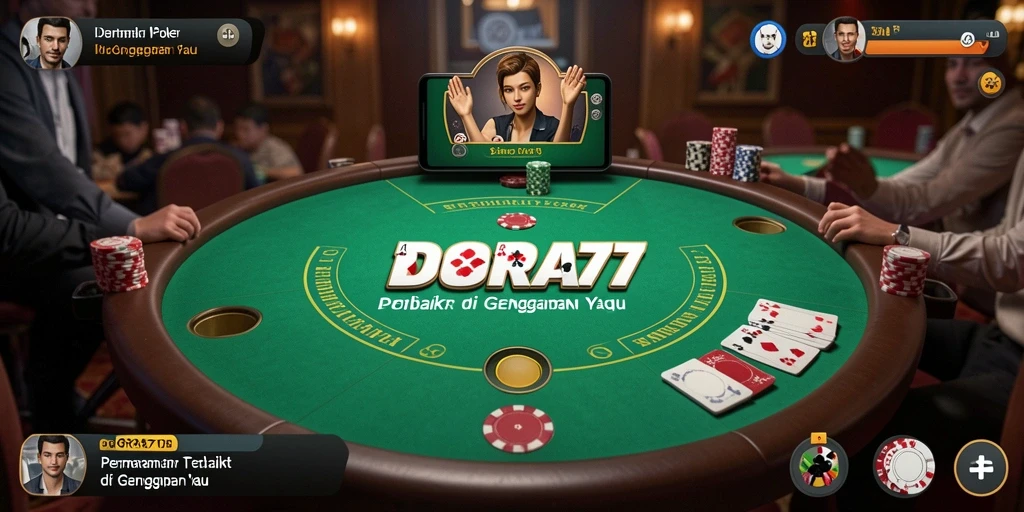Tampilan gameplay seru dari DORA77 dengan pemain aktif berkompetisi di meja Poker.