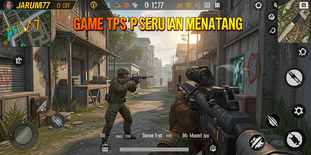 Gameplay menegangkan dalam JARUM77 dengan aksi tembak-menembak.