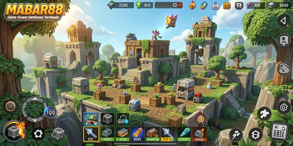 Screenshot gameplay MABAR88 menampilkan aksi pertahanan menegangkan.