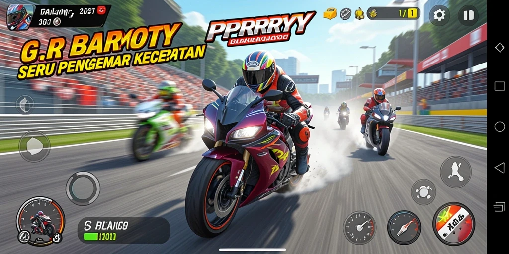 Tampilan gameplay PPRRYY yang mendebarkan dan penuh aksi balap motor.