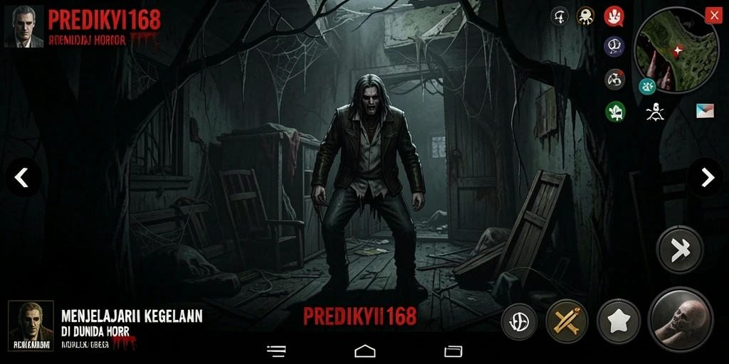 Screenshot gameplay PREDIKSI168 menunjukkan suasana Horror yang mencekam.