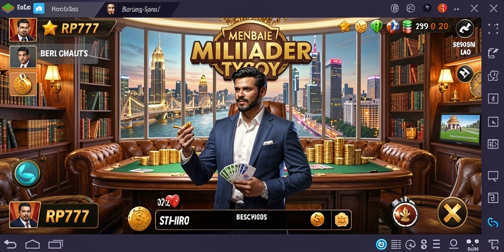 Screenshot utama RP777 menunjukkan gameplay yang menarik dan interaksi bisnis.