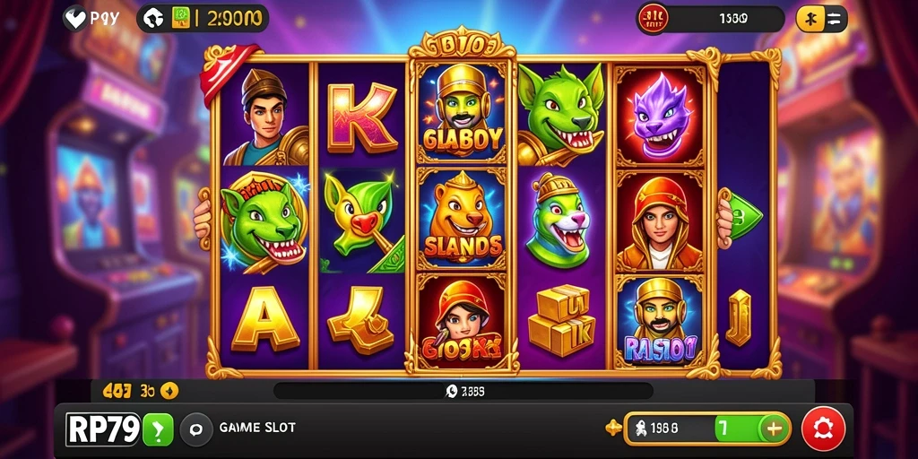 Screenshot menampilkan gameplay mengasyikkan dari RP79 dengan tema slot yang colorful.