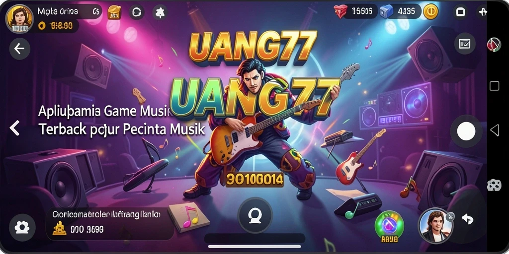 Screenshot UANG77 menampilkan gameplay interaktif musik yang menarik.