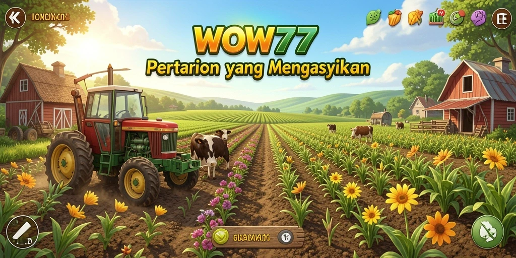 Tangkapan layar WOW77 menunjukkan aktivitas gameplay pertanian yang menarik.